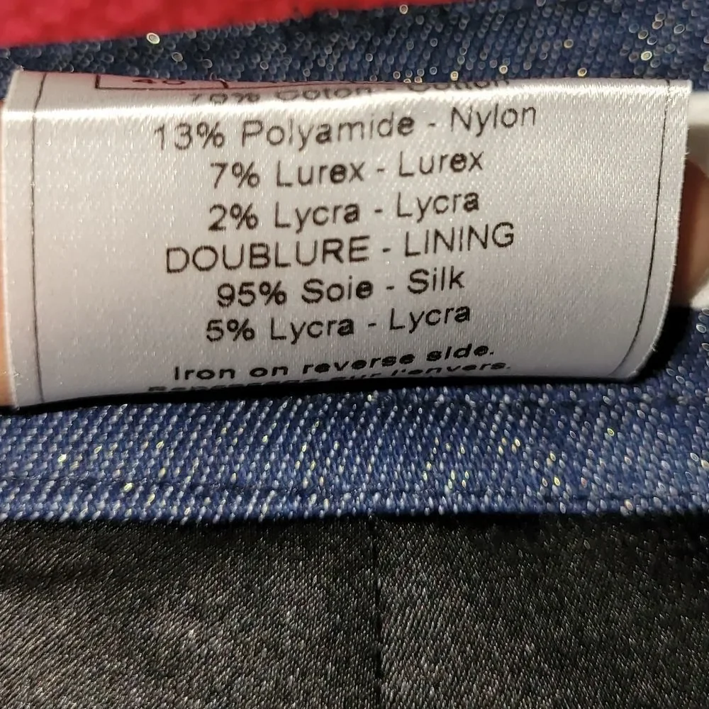 2002 Christian Dior VTG Blue Metallic Denim Pants w/Floral Embellishments - sz 8 - Picture 13 of 14